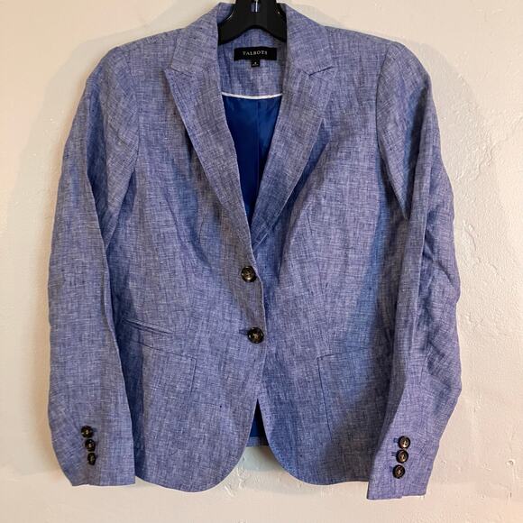Talbots Women's‎ Blue Linen Sport Coat Jacket - Picture 1 of 4